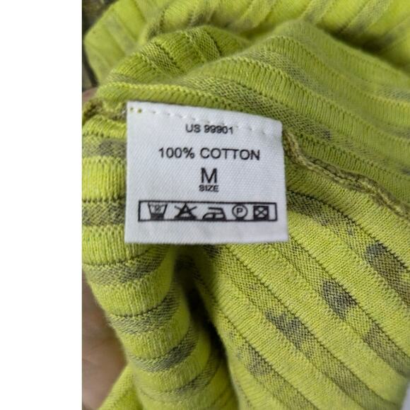 Mansted Rib Knit Long Cardigan or Sweater Dress Green Abstract Print Cotton M - Picture 7 of 9